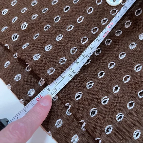 Vintage 1960 70 Dalton MCM Brown lace Tie Waist Belted Button Down shirt Jacket - Picture 7 of 17